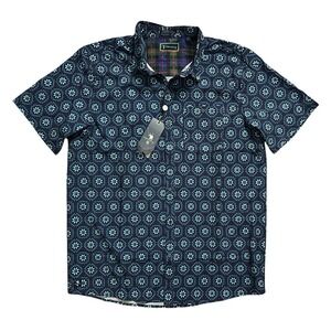William Murray Sandy Tiles Mens Button Down All Over Print Blue Shirt Size L